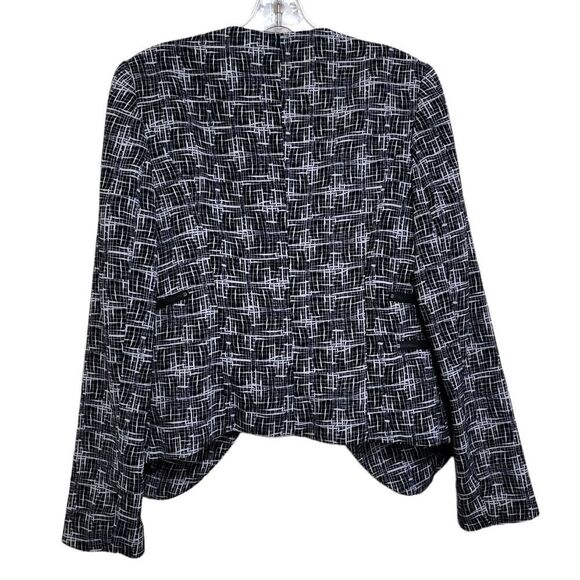 Halogen Black and White Abstract Printed  Open Front Blazer Jacket Sz Small - Picture 2 of 8